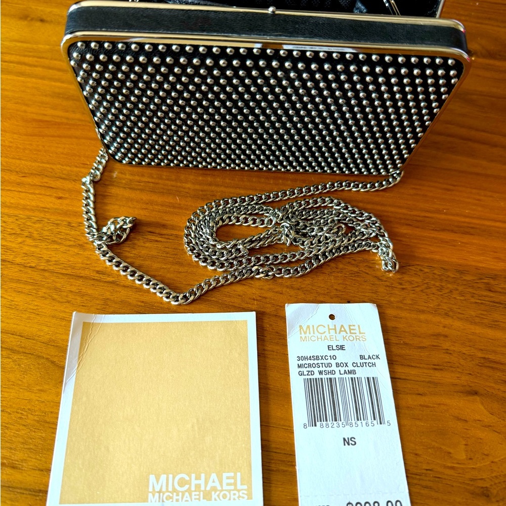 MICHAEL Michael Kora Black Microstud Box Clutch